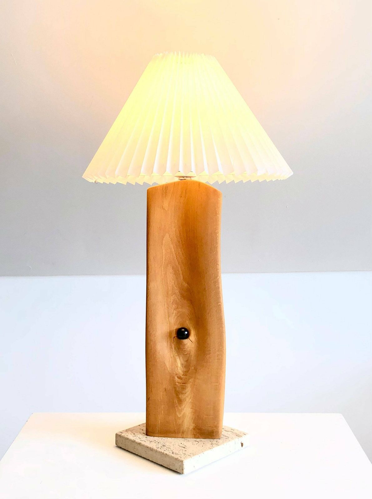 Danish Vintage Mid Century Art Table Lamp In Organic Shaped Wood And Natural Stone   Design From 1989 By Sap photo furniture
