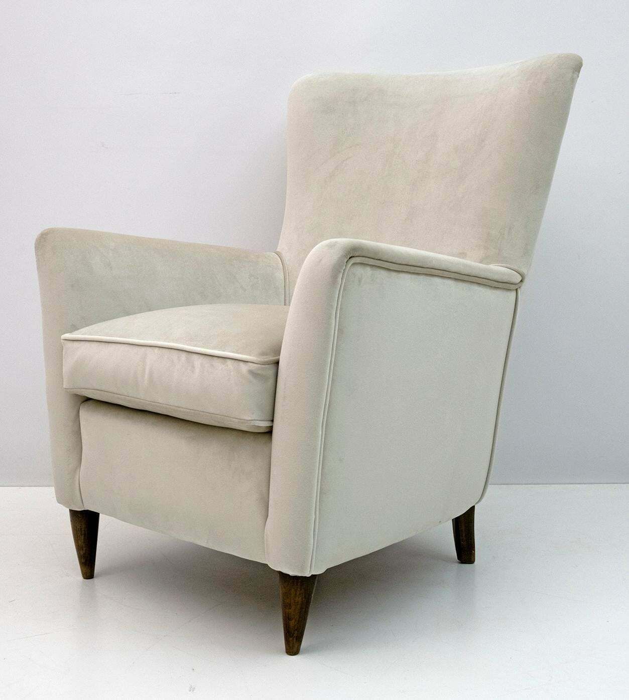Attributed Gio Ponti Mid Century Modern Italian Velvet Armchair For Isa, 1950s photo buy