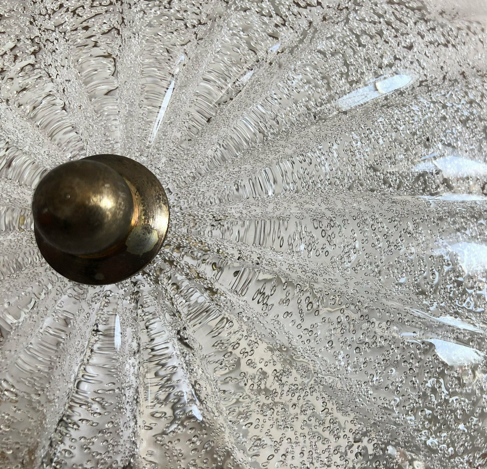 Beautiful Mid Century Design Sconce Lamp With Carved Wood And Bubble Glass Shade In Exquisite Shape photo vinterior