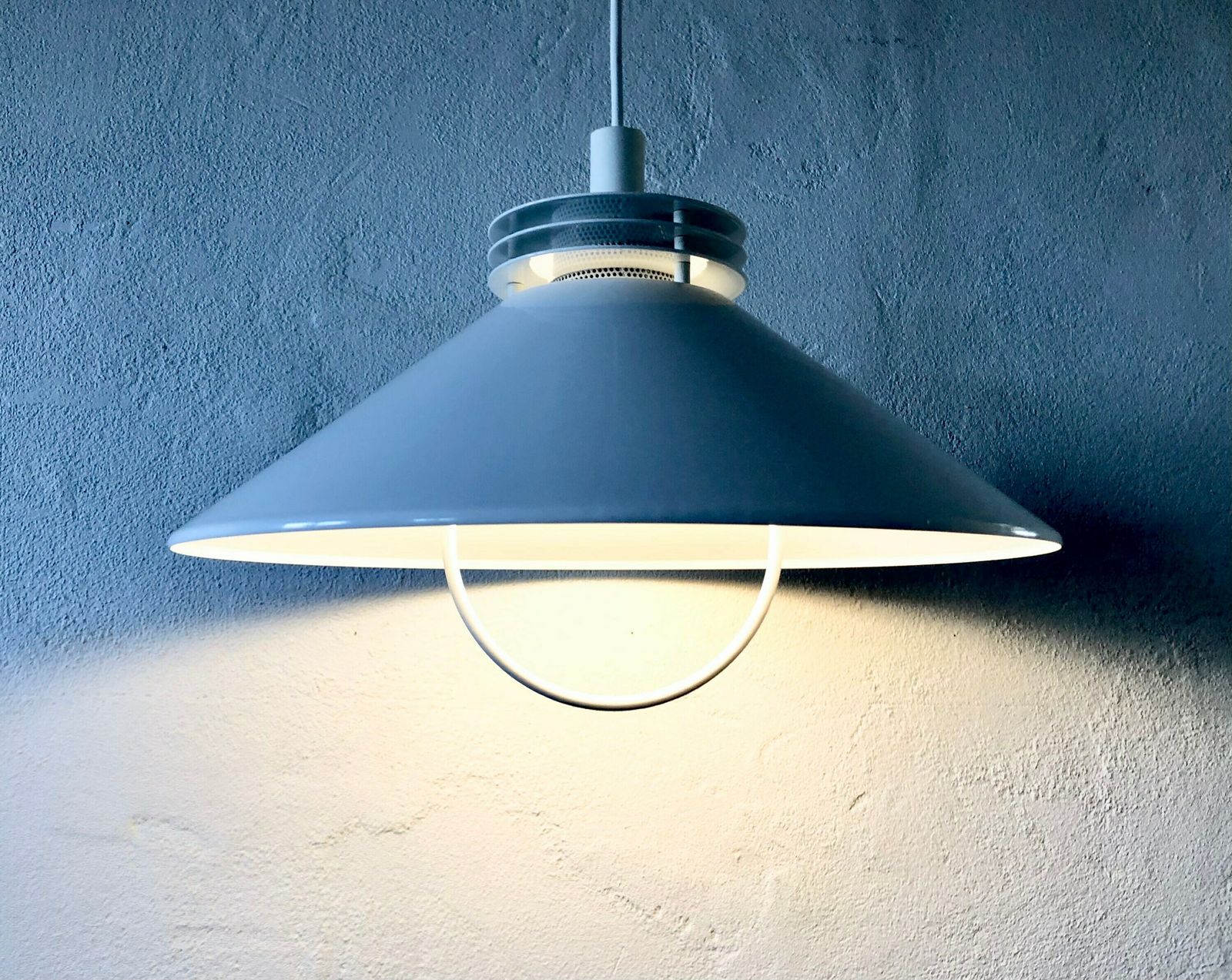 Danish Mid Century Modern Vintage Ceiling Lamp In Minimalist Design White Metal Multilayer Shades photo furniture