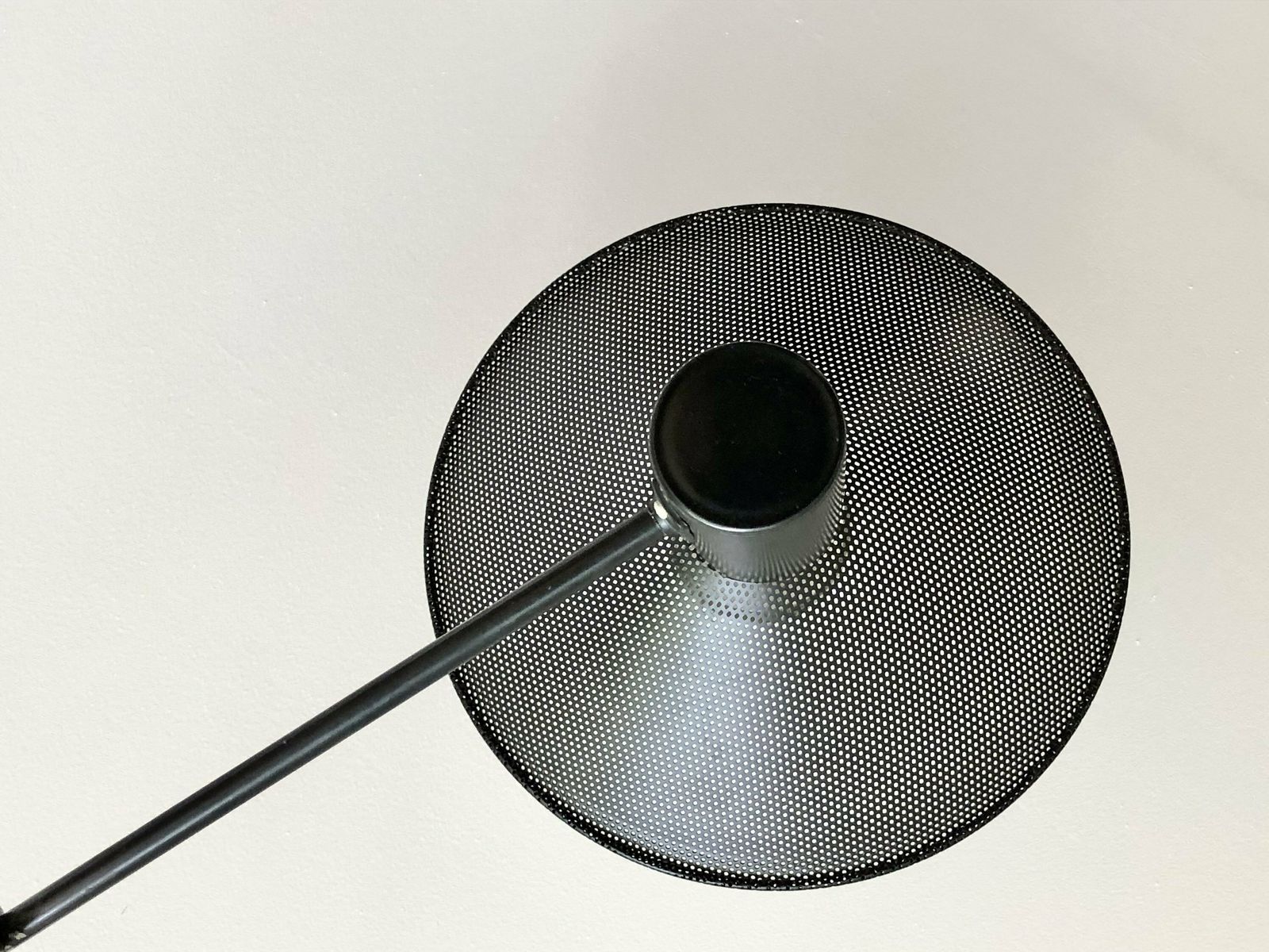 Original Mid Century Modern Danish Floor Lamp In Perforated Metal With Black Paint And Adjustable Shade photo 467.0