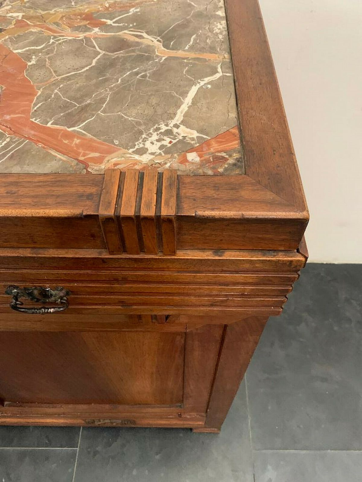 1951.0 Art Nouveau Cherry Wood Sideboard With Mirror, Late 19th Century photo