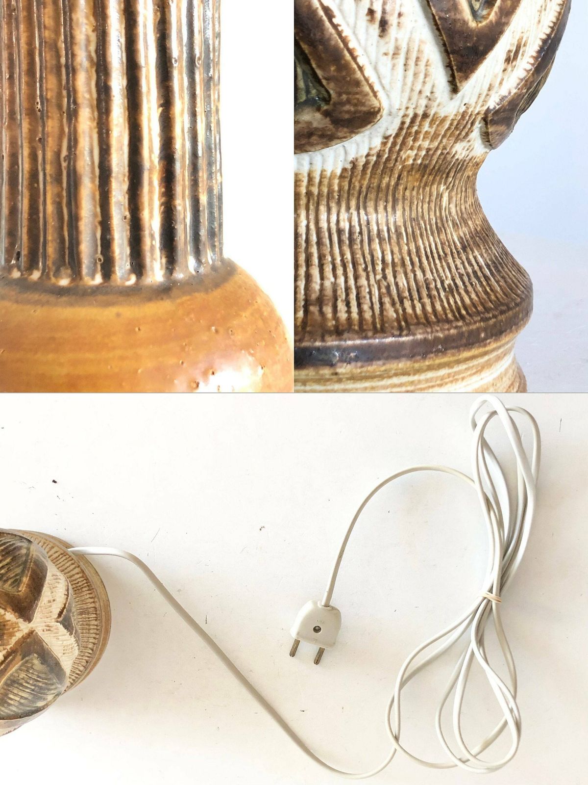 Exclusive Danish Ceramic Sculptural Modernist Mid Century Table Lamp With Eminent Glaze And Le Klint Shade   Design By Kingo Keramik Denmark photo buy
