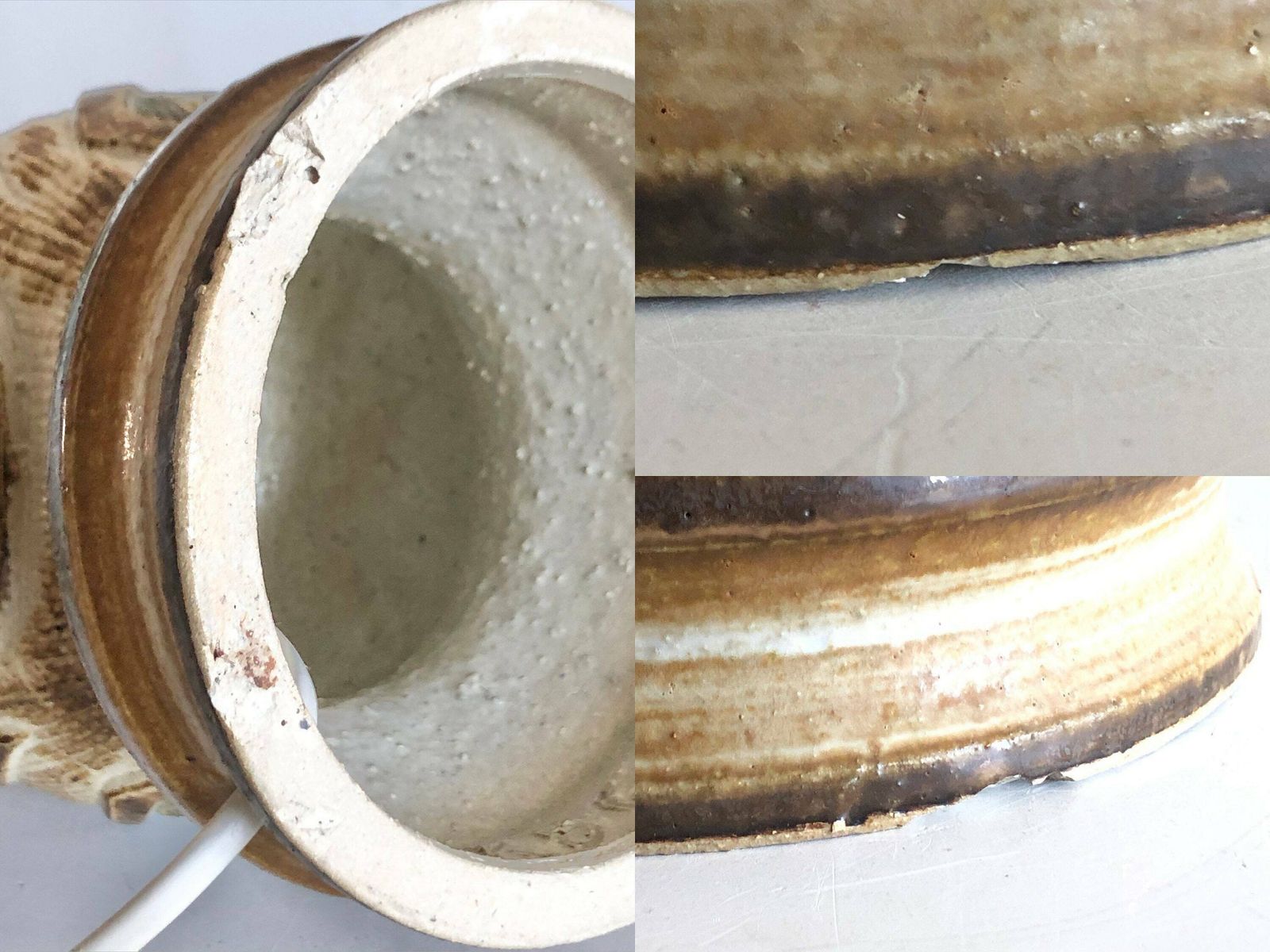 photo furniture Exclusive Danish Ceramic Sculptural Modernist Mid Century Table Lamp With Eminent Glaze And Le Klint Shade   Design By Kingo Keramik Denmark