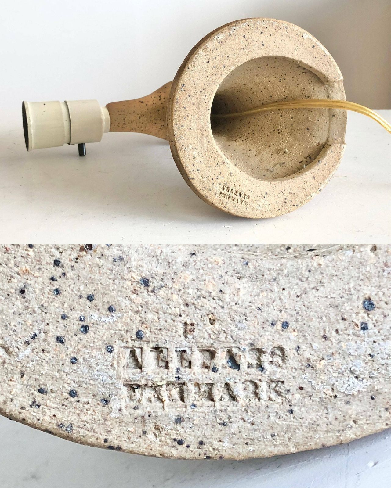 Rare Danish Stoneware Mid Century Wall Lamp In Organic Shape With Beige And Brown Glaze   Design From Helle Allpass, Denmark photo buy