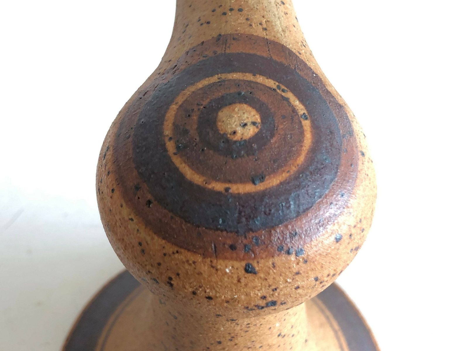 photo for sale Rare Danish Stoneware Mid Century Wall Lamp In Organic Shape With Beige And Brown Glaze   Design From Helle Allpass, Denmark