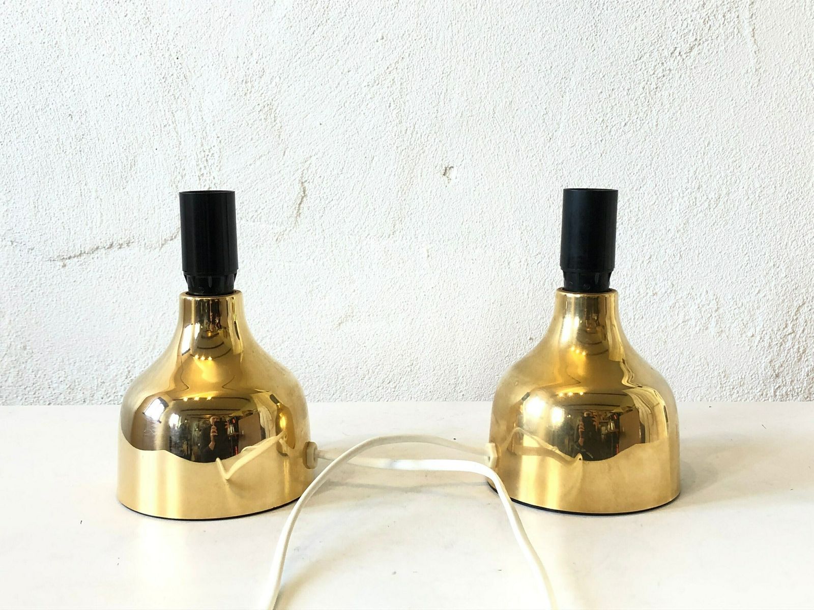 Pair Of Danish Mid Century “Goldina” Gold Table Lamps   Design From P. W. Denmark photo vinterior