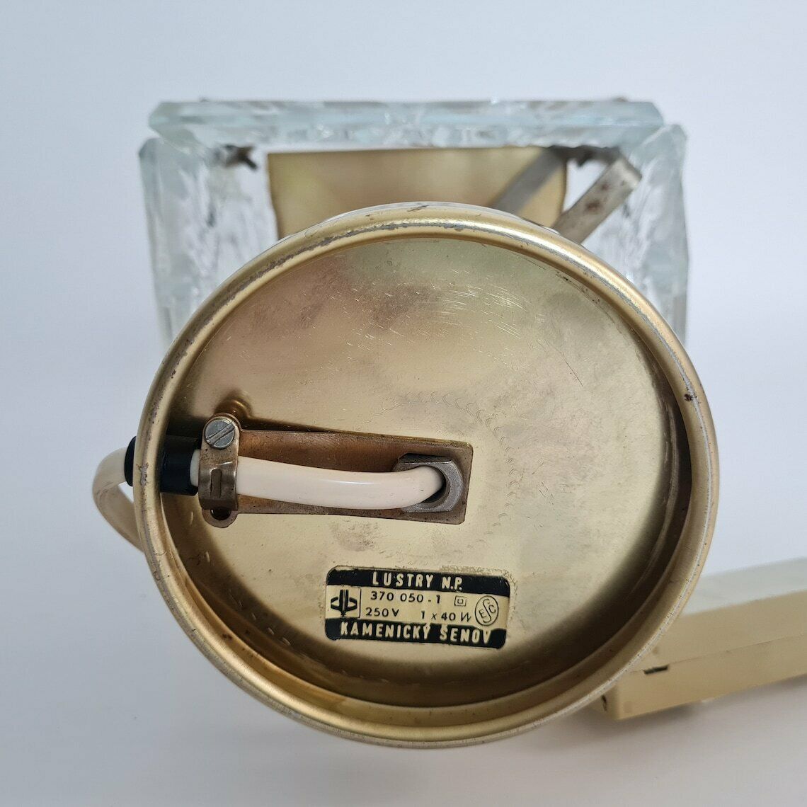Vintage Mid Century Modern Messing Glazen Bureaulamp Van Lustry Kamenický šenov, Jaren 1970 photo buy