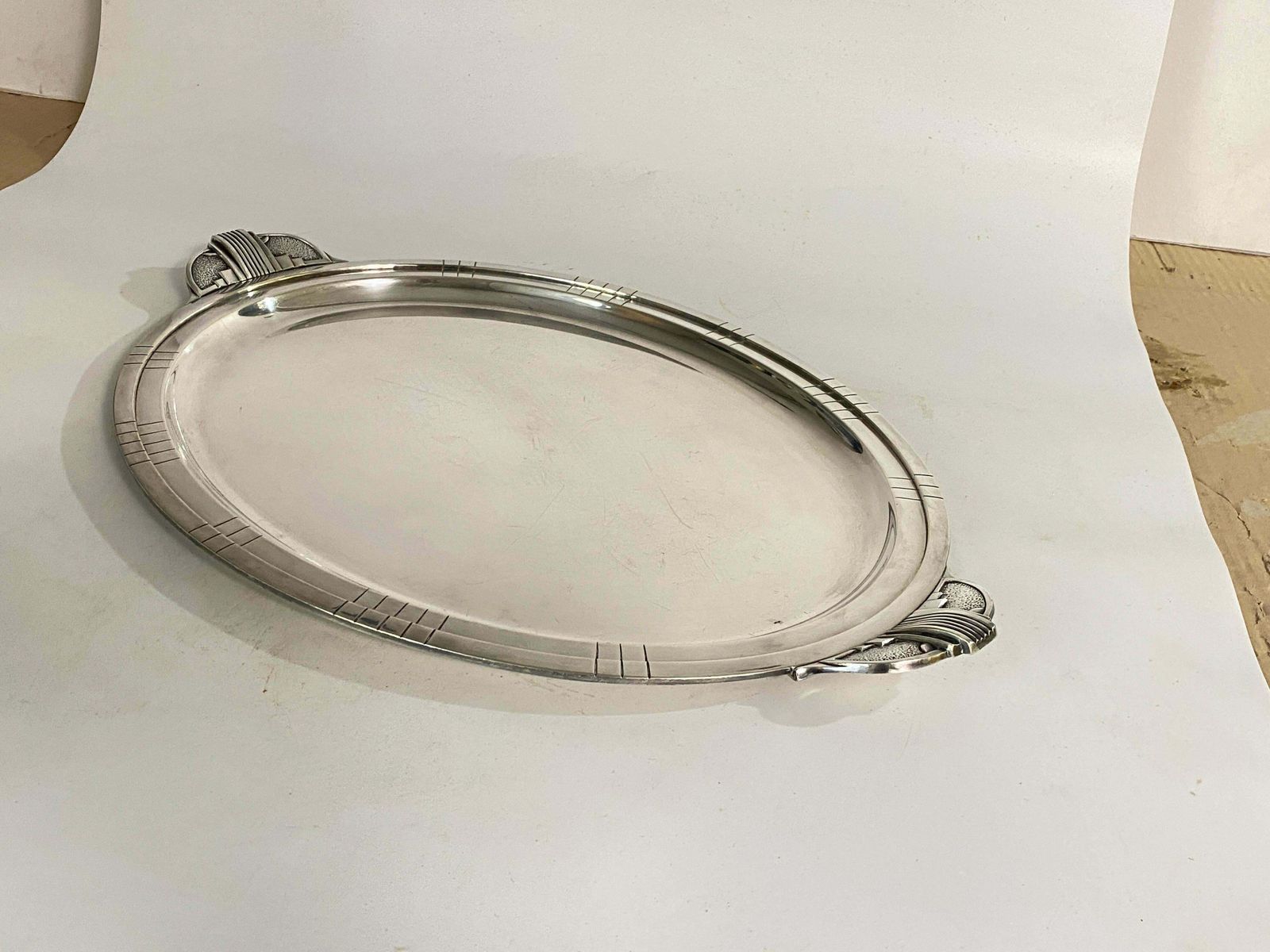 Art Deco Tay In Silver Plated Metal Silver Color Made In France 1940 photo for sale