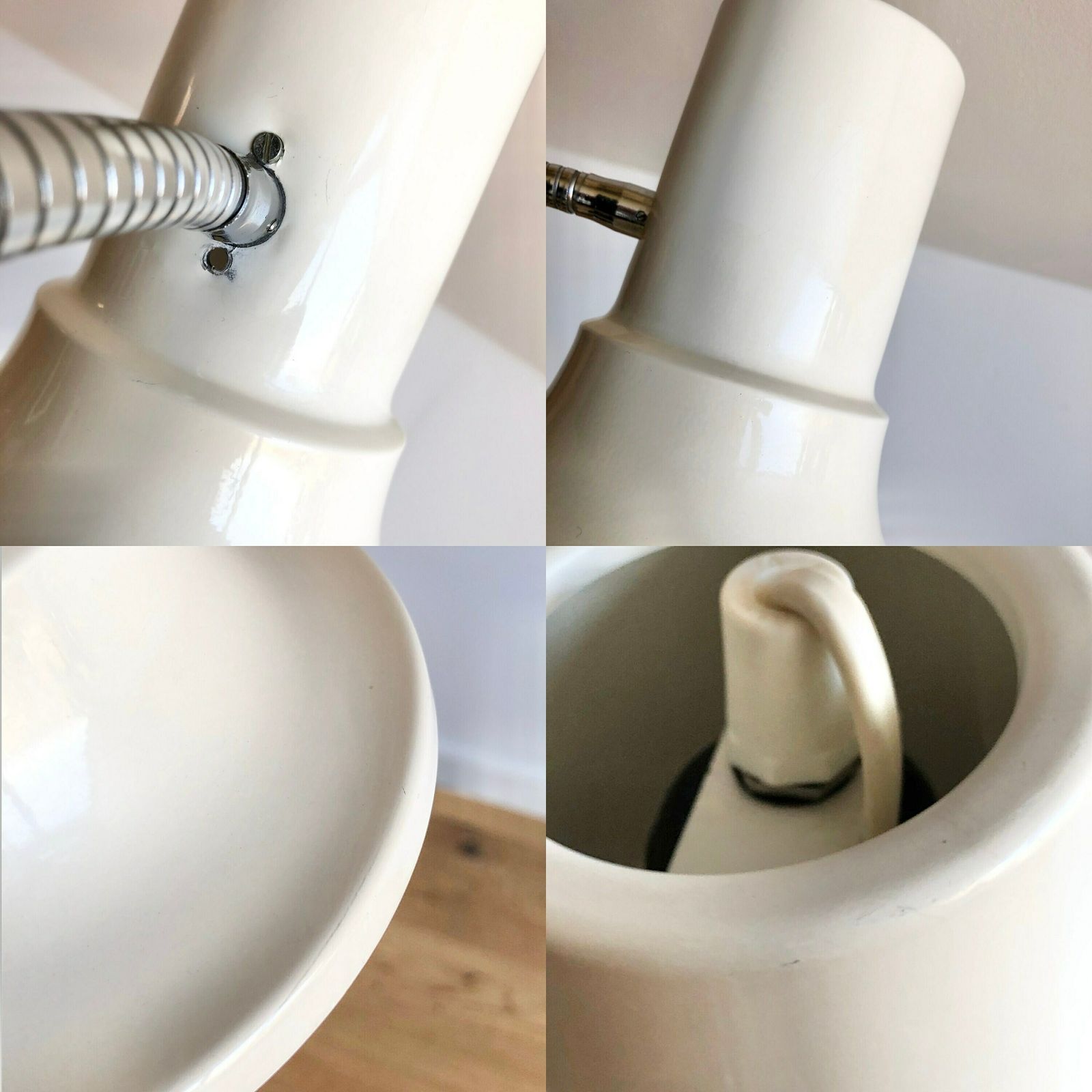 photo furniture Danish Minimalist Mid Century Vintage Design Floor Lamp In White With Chrome Details And Adjustable Shade