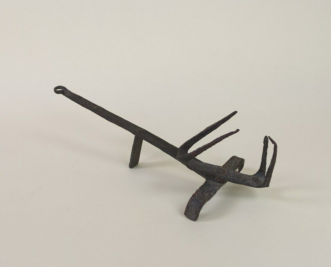 Antique Primitive French Hand Forged Iron Bread Toaster, 18th Century Folk Art photo Home Decor