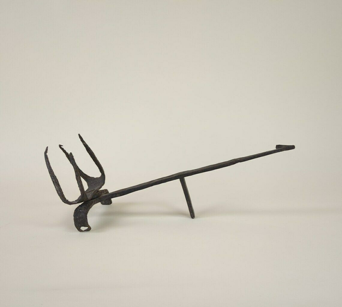 Antique Primitive French Hand Forged Iron Bread Toaster, 18th Century Folk Art photo vintage