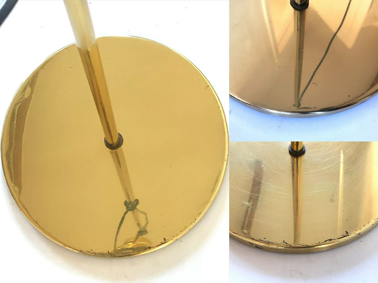 photo for sale Danish Mid Century Modern Floor Lamp In Brass And Gold Painted Metal In Elegant Design