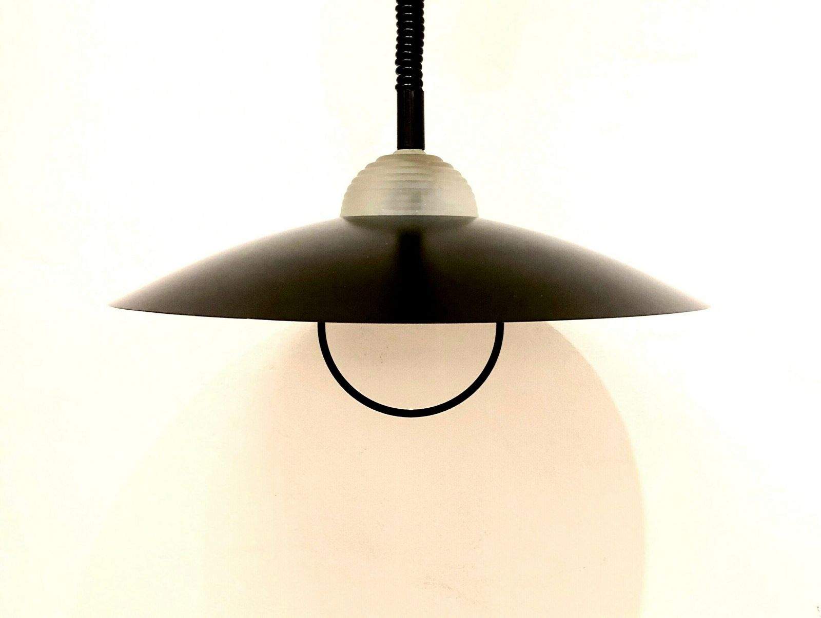Vintage Minimalist Belgian Postmodern Large Ceiling Lamp In Black With Glass Detail And Hanger   Design From Massive photo Lighting