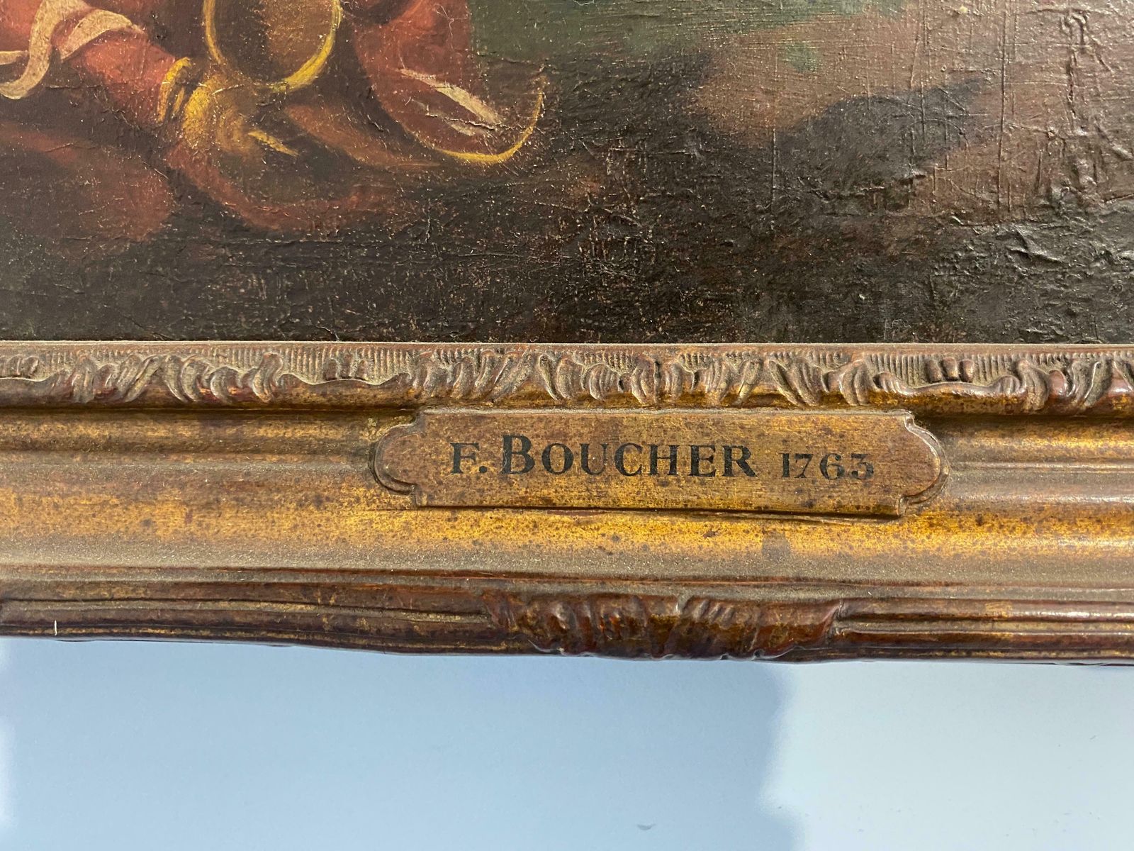 Antique French Oil Painting From The 17th Century "In The Style Of Francois Boucher photo for sale