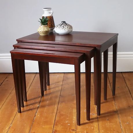 Vintage Mid Century Danish Rosewood Large Nest Of Tables photo furniture