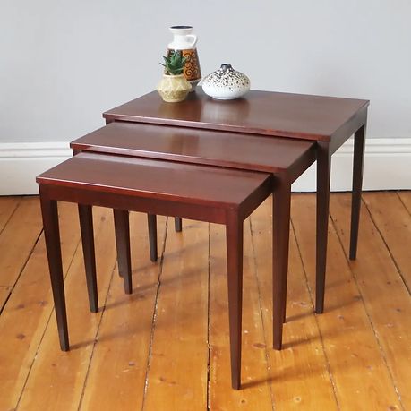 Vintage Mid Century Danish Rosewood Large Nest Of Tables photo for sale