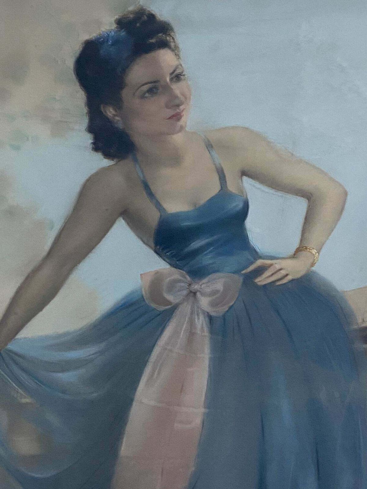 Antique French Pastel Painting From The 1930s "Young Woman" Signed photo for sale