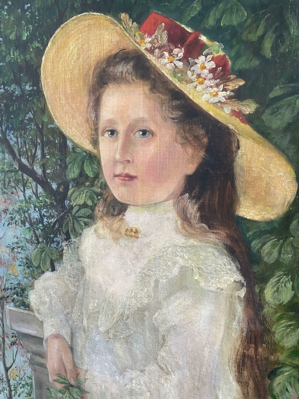 Antique German Oil Painting "Portrait Of A Maiden" From 1901 Signed Konig photo 1332.0
