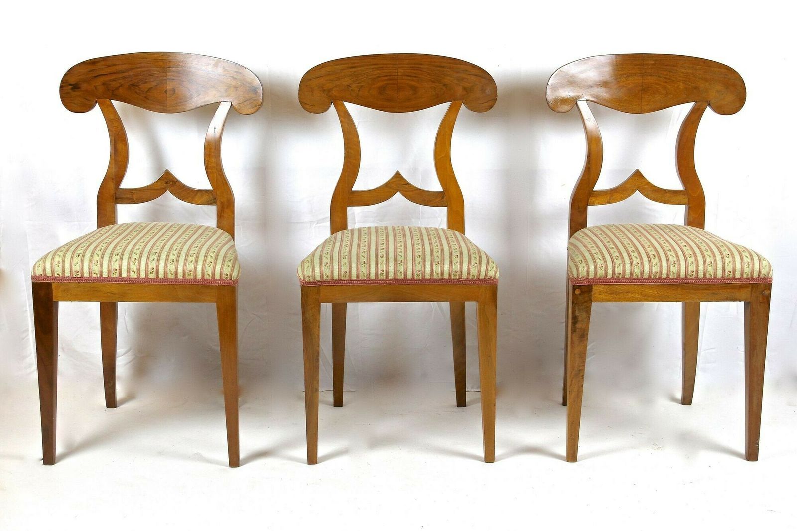 Set Of 6 Biedermeier Nutwood Shovel Dining Chairs, 19th Century, At Ca. 1830 photo furniture