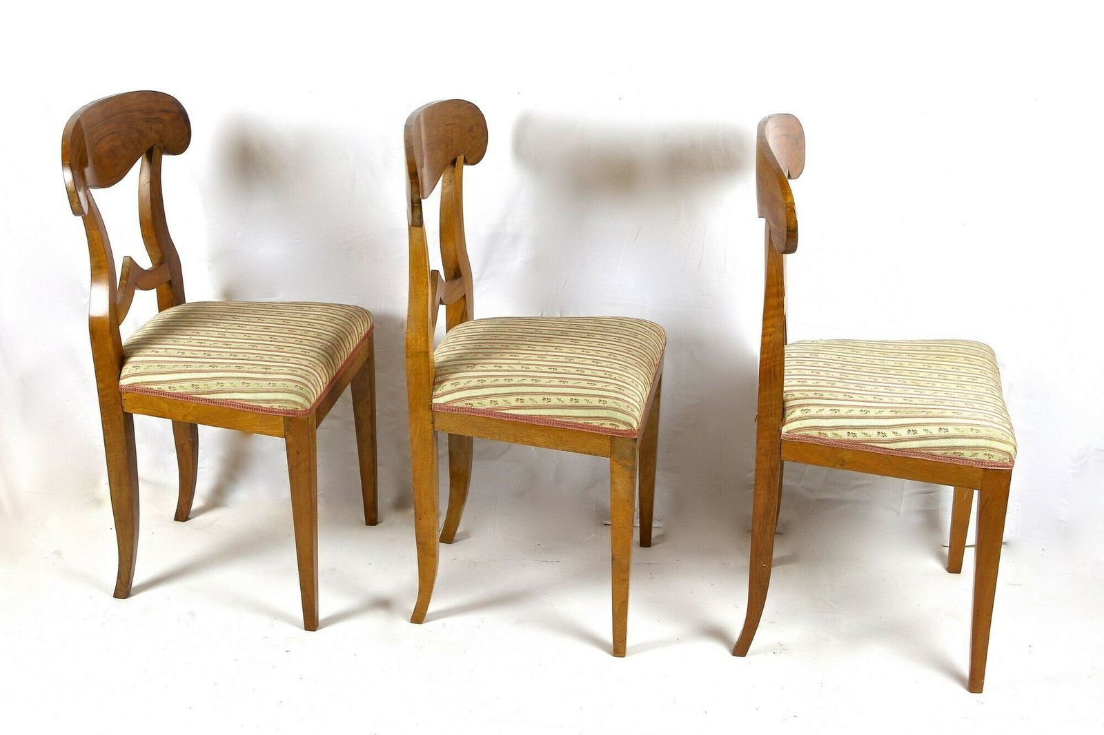 photo for sale Set Of 6 Biedermeier Nutwood Shovel Dining Chairs, 19th Century, At Ca. 1830
