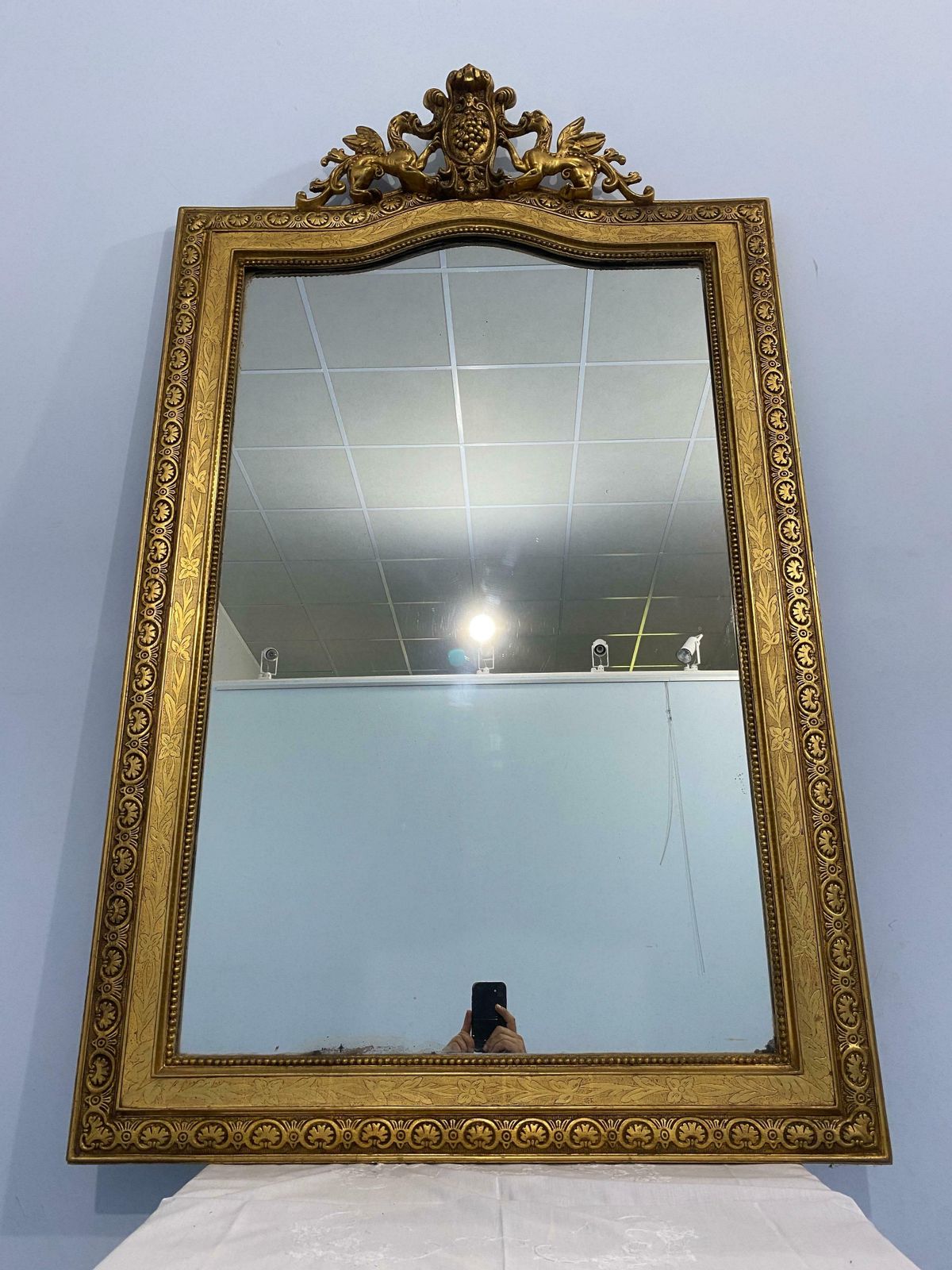 Antique French Gilt Mirror Gold Leaf With Louis Philippe Era Selvedge photo Home Decor