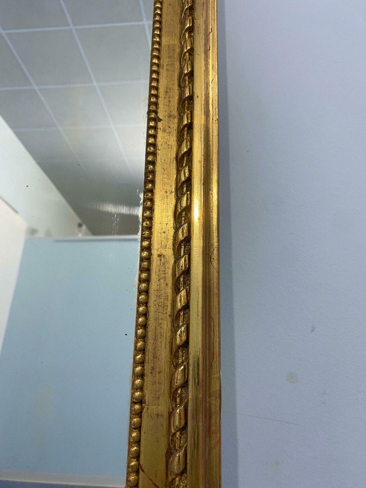 Antica Specchiera Francese Dorata A Foglia D'oro Epoca Napoleone Terzo, 1870 photo 1687.0