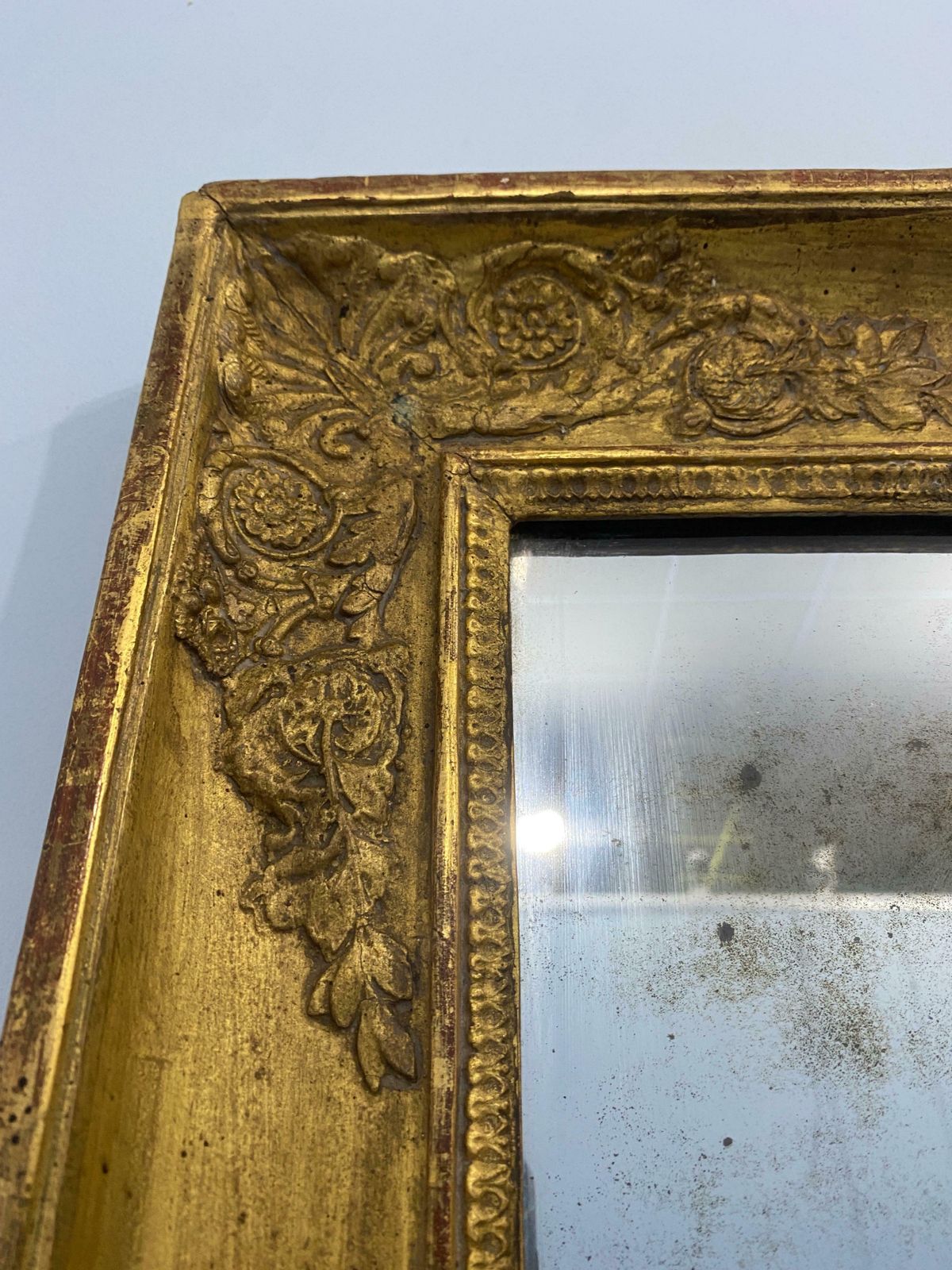 Antique French Gold Leaf Gilded Mirror Cabinet Empire Era 1820s photo vintage
