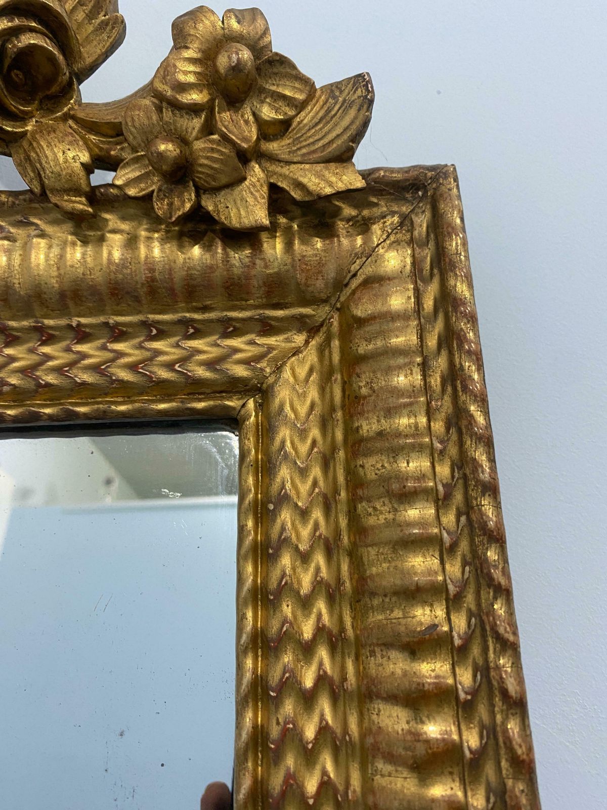 Antique French Gilded Gold Leaf Mirror Louis Philippe Era, 1850s photo vinterior