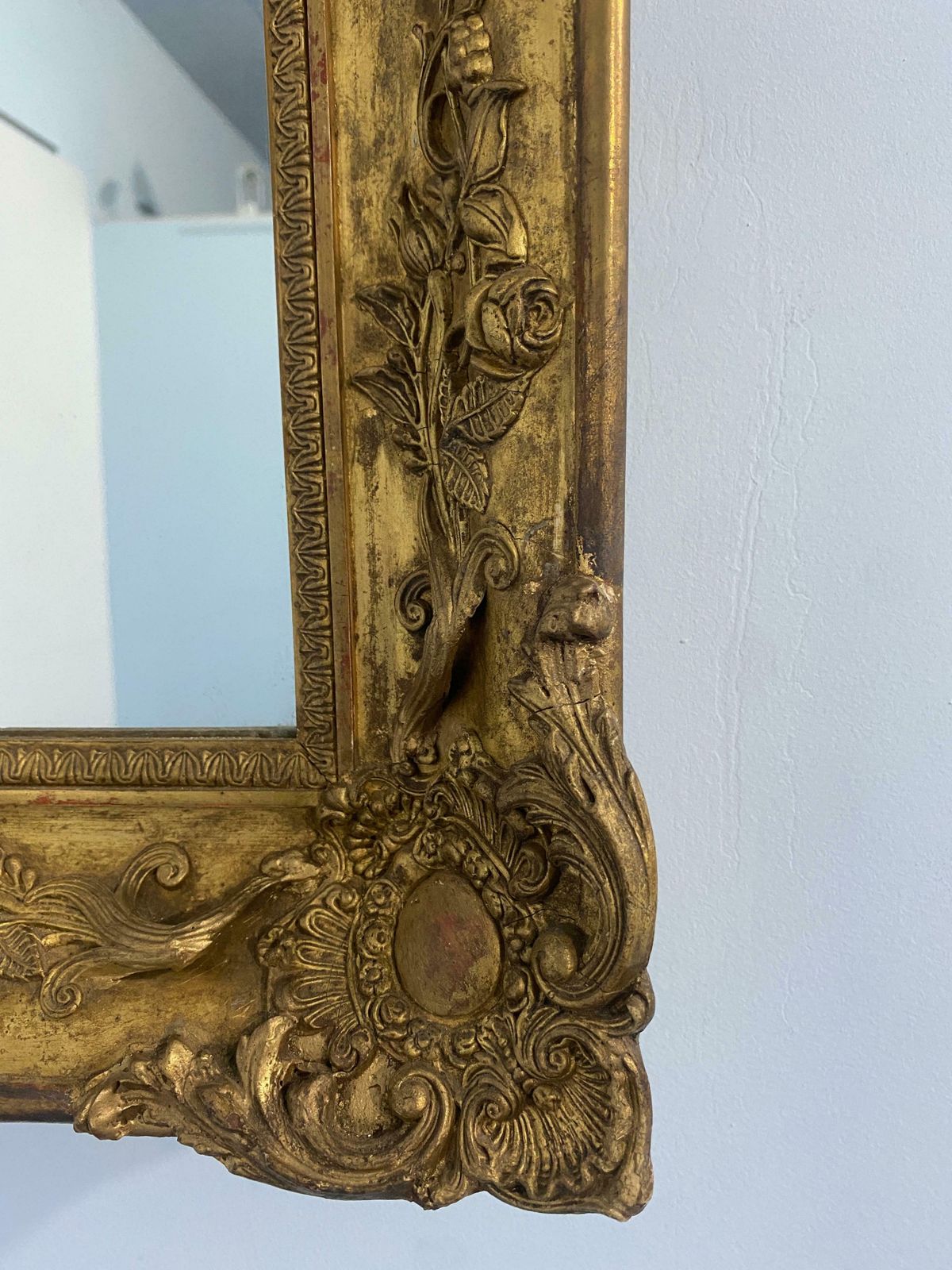Antique French Gilded Gold Leaf Mirror From The Napoleon III Era, 1870 photo buy
