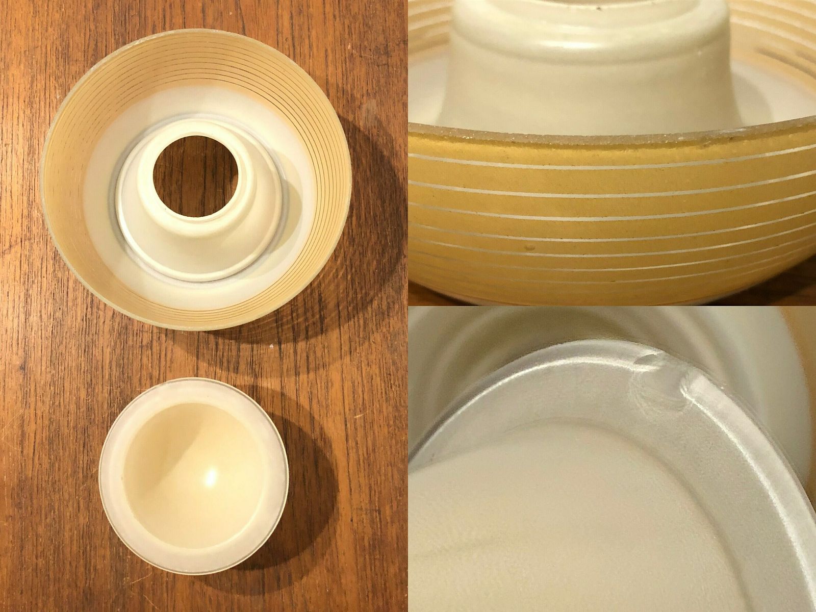 photo for sale Danish Early Mid Century Table Lamp In Brass With Rare “Fried Egg” Glass Shade And Palisander Details