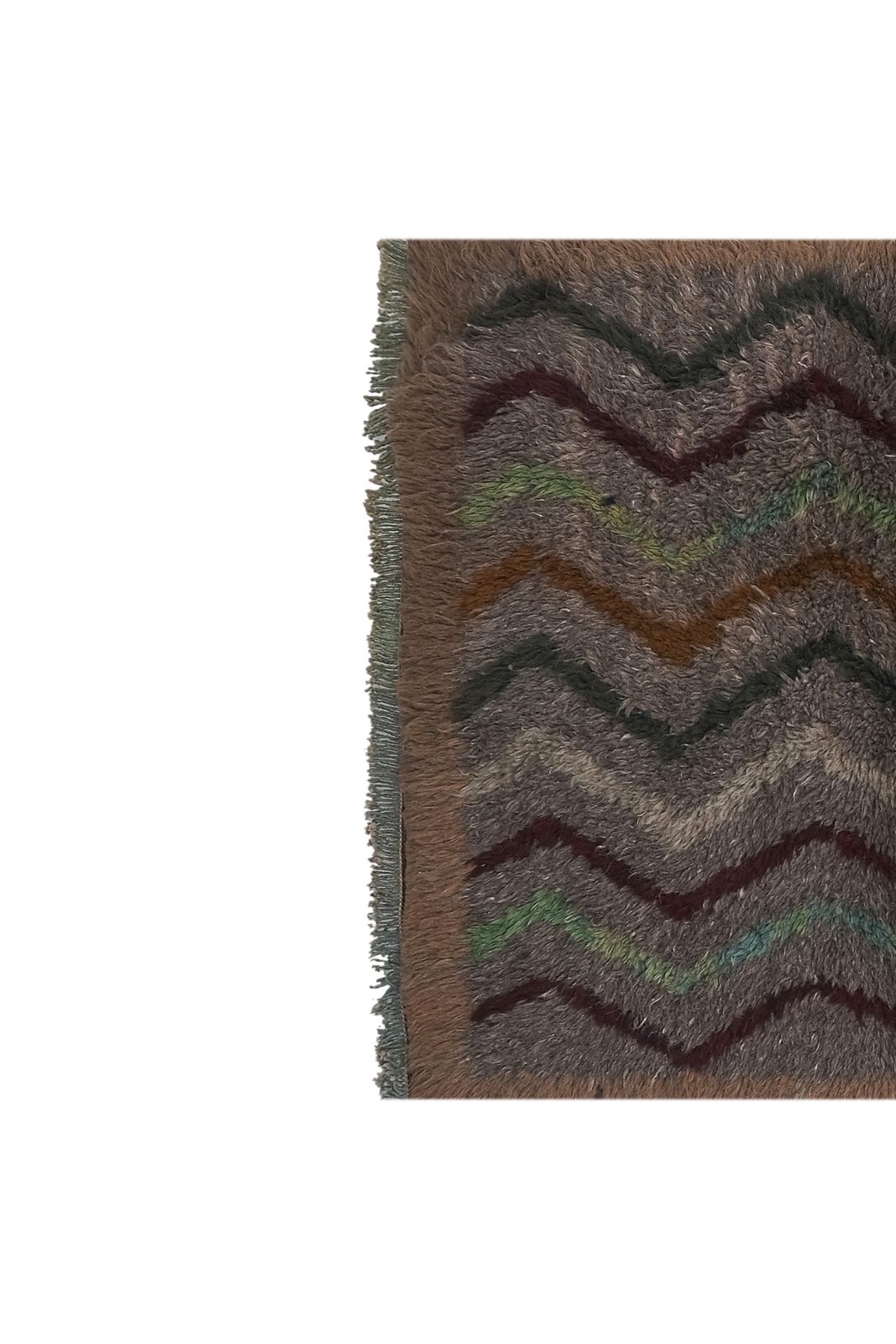 Turkish Gray Wool Shaggy Tulu Runner 2'10" X 7' photo vintage