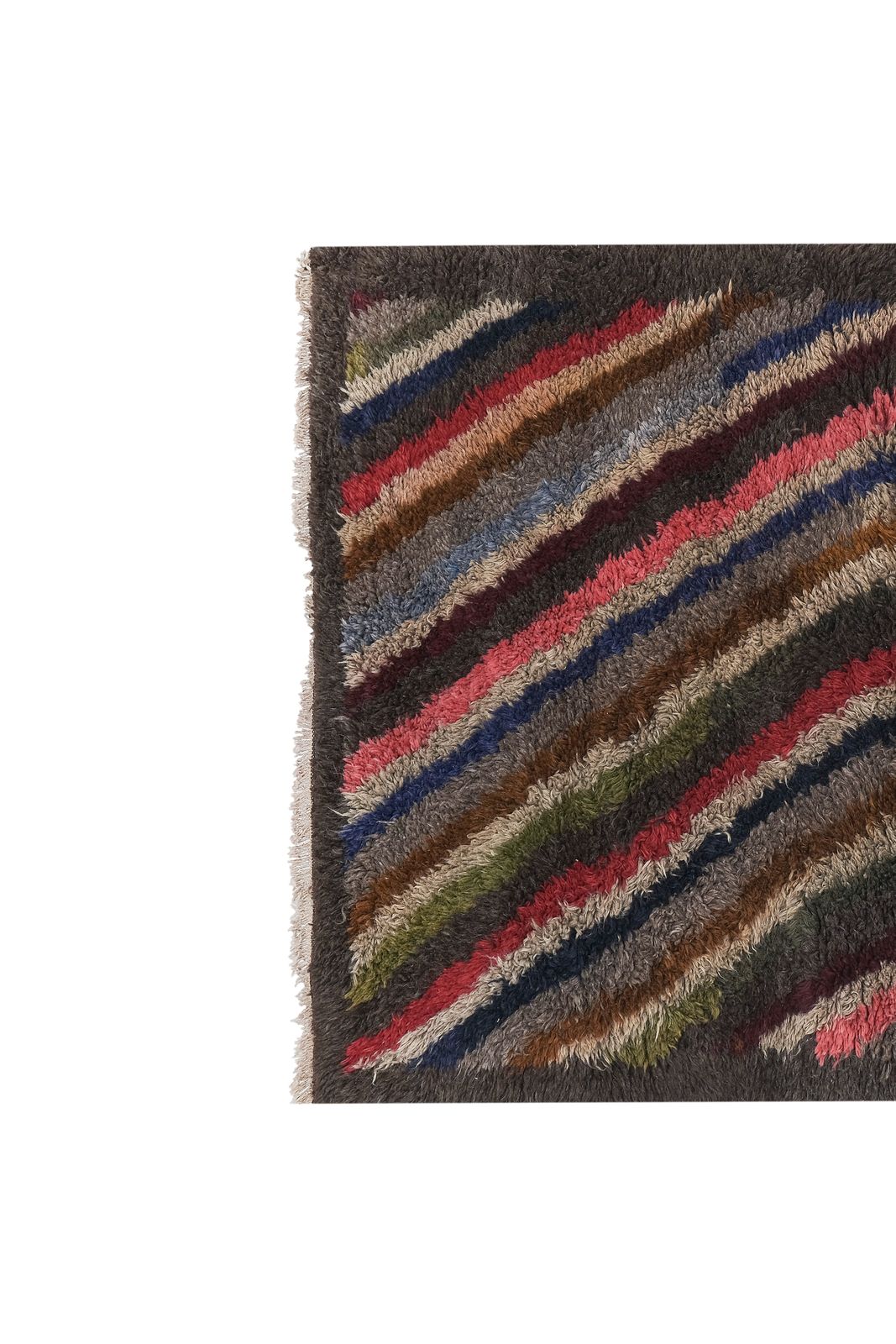 1960s Turkish Hand Knotted Shaggy Colorful Tulu Rug 3'8'' X 5'8'' photo vinterior