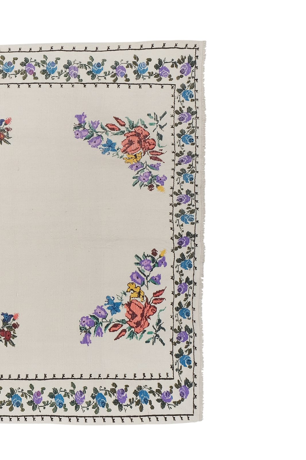 Vintage Aubusson Style Floral Turkish Kilim Rug photo Textiles