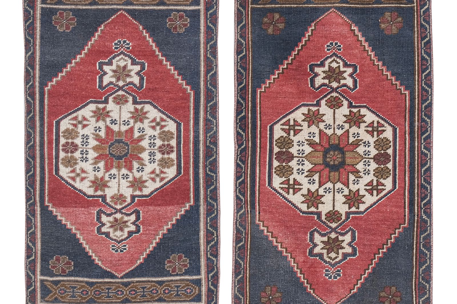 Distressed Low Pile Yastik Mat Faded Colors Rug   Set Of Two photo for sale