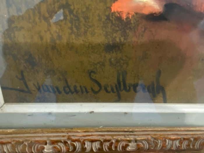 Pastel Painting Vase With Flowers Signed Jaak Van Den Seylbergh  Belgium 1950s photo Art