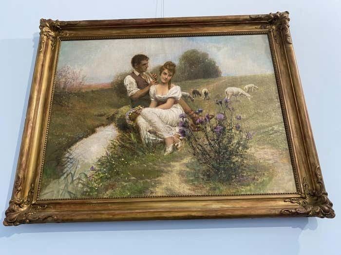 photo for sale Antique Oil Painting Bucolic Scene Signed Otto Peters Hungary 1890