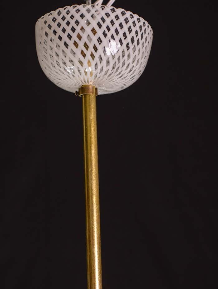 5859.0 Elegant Art Deco Reticello Murano Glass Chandelier By Venini, 1940 photo