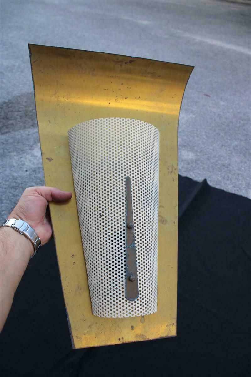 photo buy Pair Of French Mid Century Wall Lamps In Brass And Perforated Metal