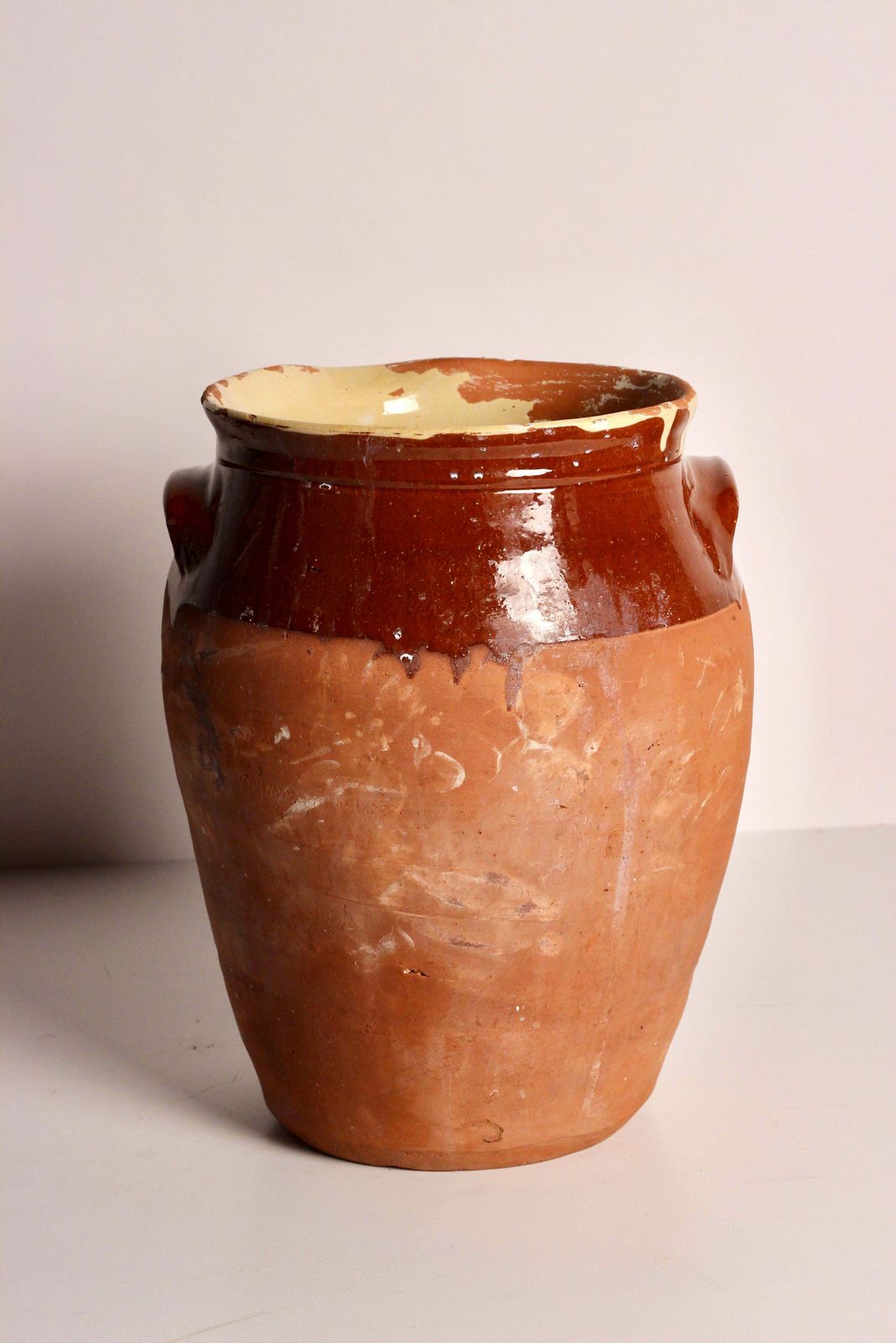 19th Century Dairy Jug In Terracotta Twin Handles From The Cotswolds England photo vinterior