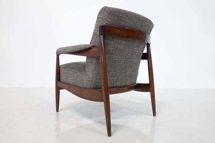 6210.0 Mid Century Modern Pair Of Armchairs, Wood And Grey Fabric, Italy, 1960s photo