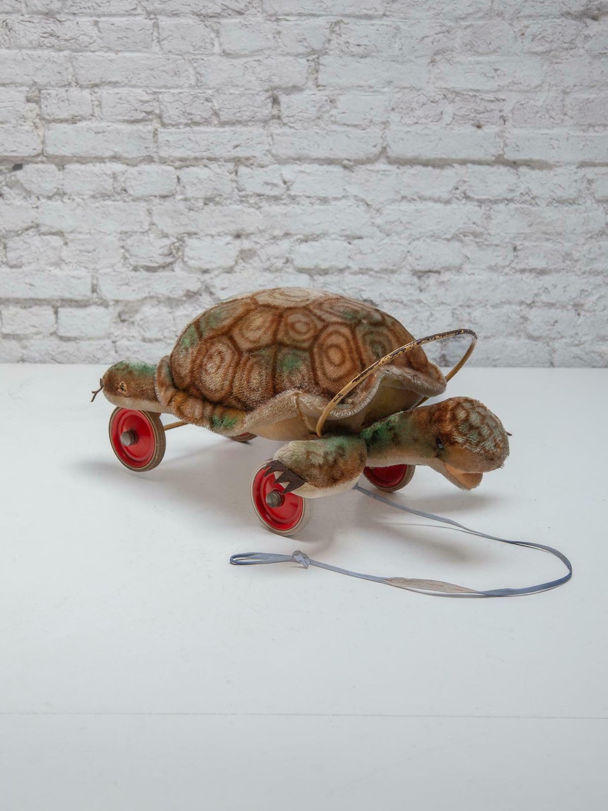 Children Steiff Large Plush Turtle Toy With Glass Button Eyes 1960s And Wheels photo furniture