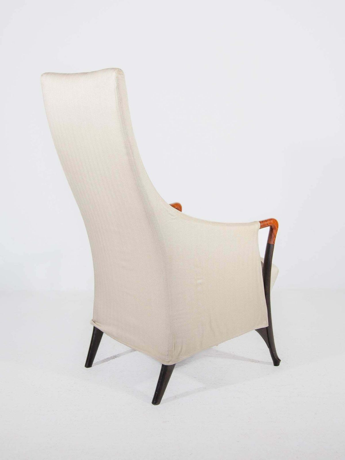 Set Of Two Highback Lounge Chairs And Footstool By Umberto Asnago, 1980 photo vinterior