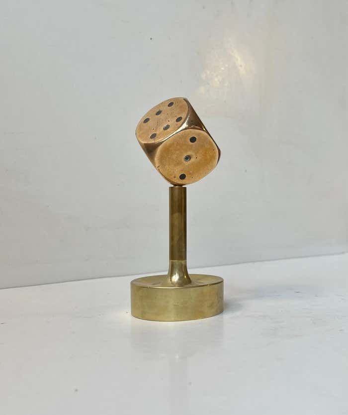 Midcentury Desk Sculpture Of Dice In Bronze, 1950s photo furniture