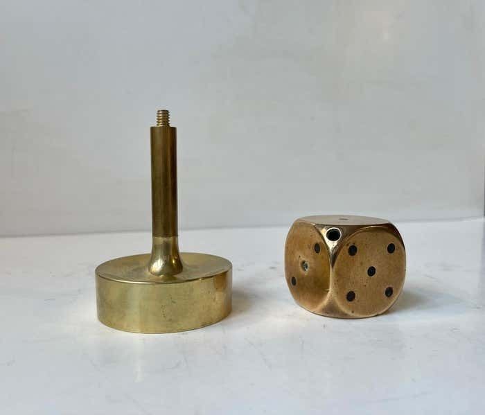 Midcentury Desk Sculpture Of Dice In Bronze, 1950s photo for sale