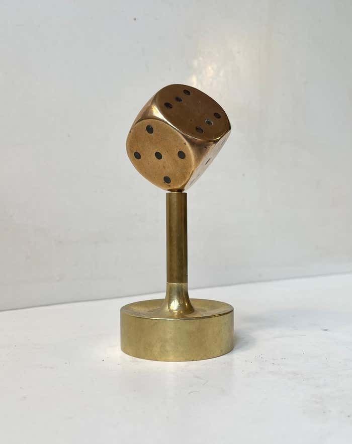 Midcentury Desk Sculpture Of Dice In Bronze, 1950s photo 485.0