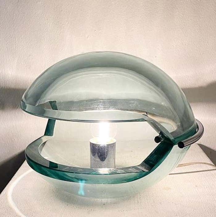 Mid Century Modern Table Lamp, Italy, 1970s   In The Style Of Fontana Arte photo Lighting