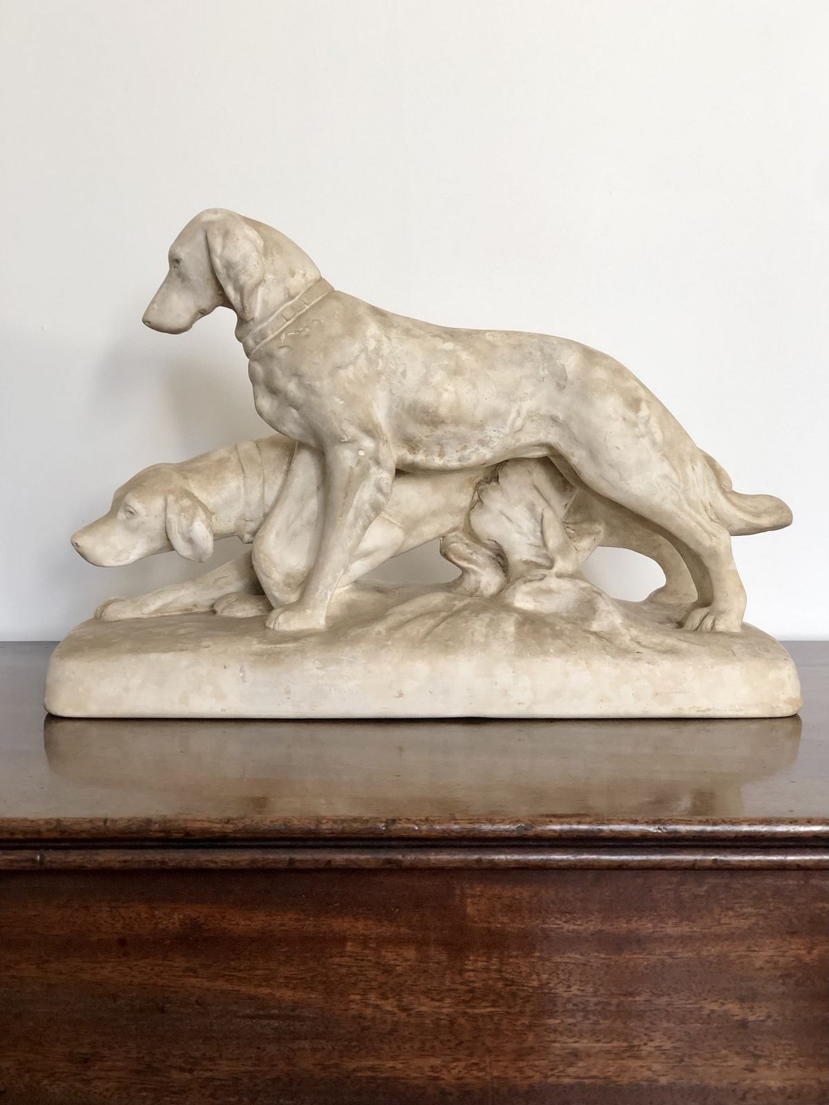 19th Century Parian Sculpture Of Hunting Dogs photo furniture