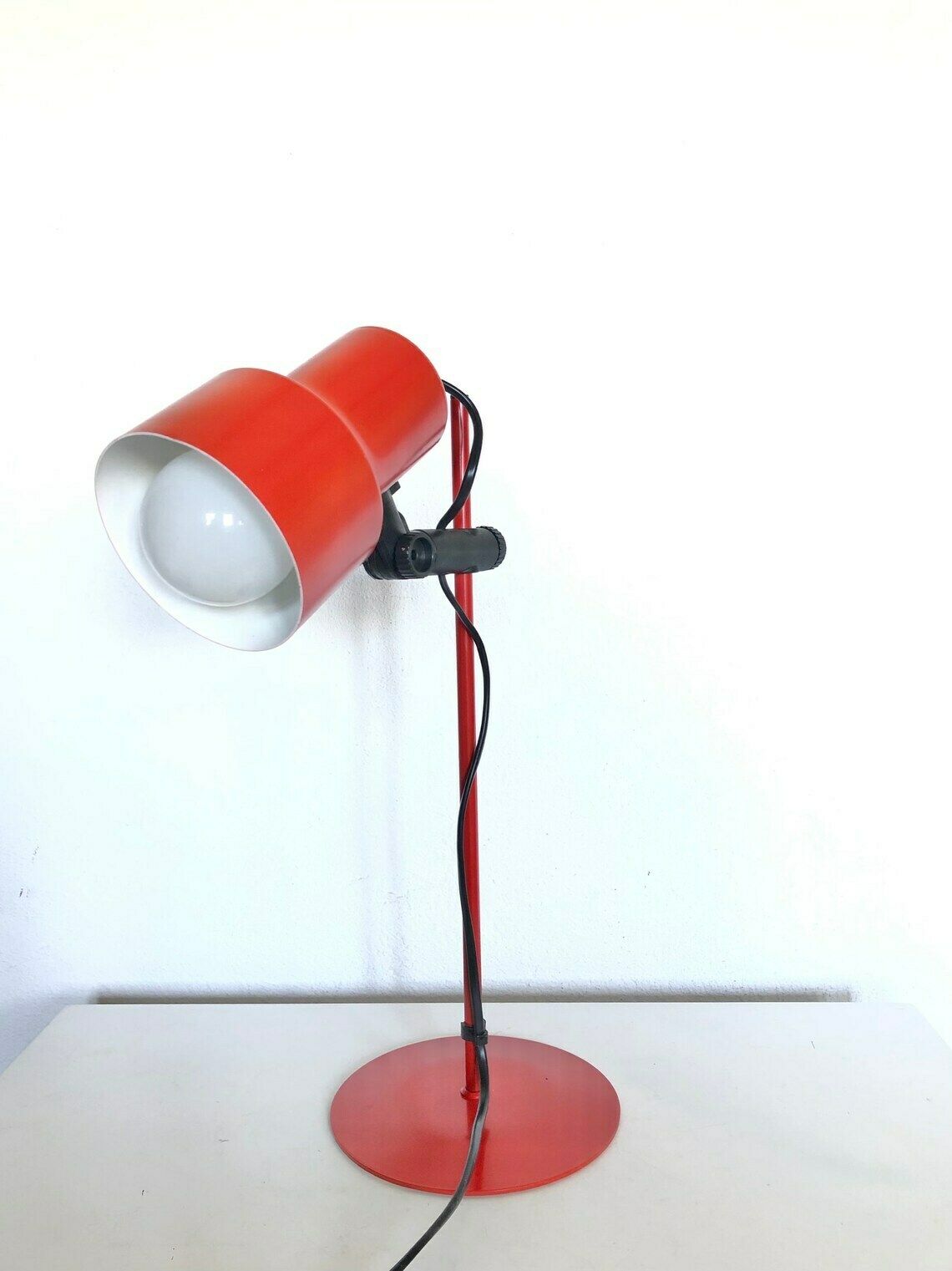 Danish Mid Century Table Lamp In Red Metal With Black Details  Design From Vitrika photo Lighting