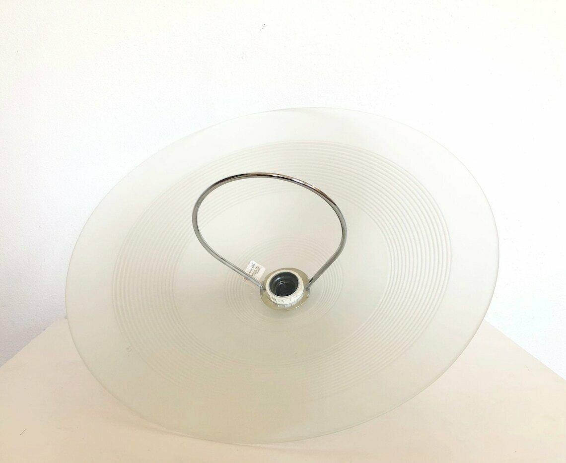 Belgian Vintage Minimalist Ceiling Lamp In Frosted Glass With Grooves And Chrome Details  Design From Massive photo buy
